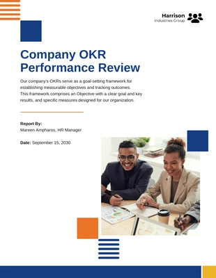 premium  Template: Rapport d'évaluation des performances OKR de l'entreprise