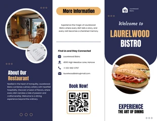 Free  Template: Purple And Gold Restaurant Tri-fold Brochure