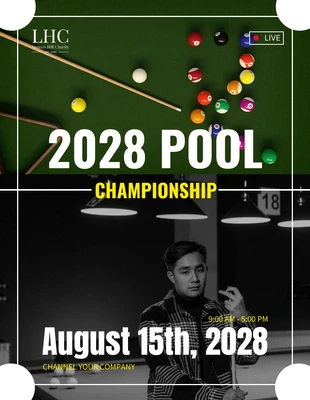 Free  Template: Pool Championship TV Broadcast Poster Template