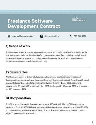 Free  Template: Modello di contratto di sviluppo software freelance