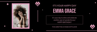 Free  Template: Black And Pink Simple Birthday Greetings Banner