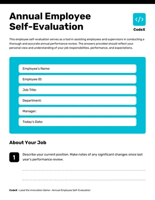 business  Template: Annual Employee Self-Evaluation