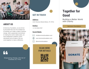 business  Template: Folheto de caridade minimalista do círculo azul e creme