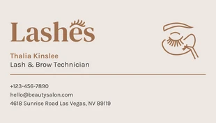 Beige And Brown Minimalist Aesthetic Lash Business Card - Pagina 2
