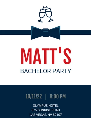 Blue Bachelor Party Invitation