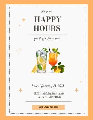 Free  Template: Invitación sencilla de Happy Hour