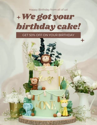 Free  Template: Volantino per torta di compleanno marrone
