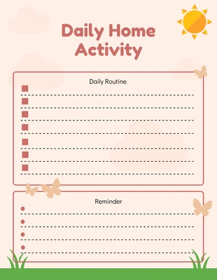 Free  Template: Cream Modern Illustration Daily Home Schedule Template