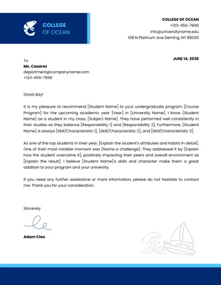 Free  Template: White And Blue Minimalist Professional College Letterhead