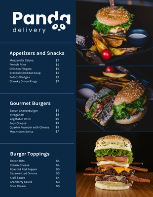 business  Template: Menu per il pranzo a base di hamburger