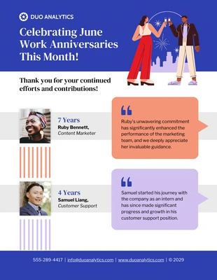 Free  Template: Monthly Work Anniversary Email Newsletter