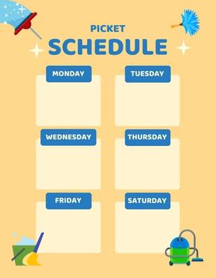 Free  Template: Yellow Modern Illustration Picket Schedule Template