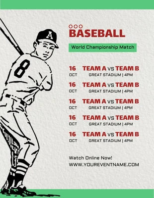 Free  Template: Grigio chiaro e verde, trama moderna del calendario del baseball