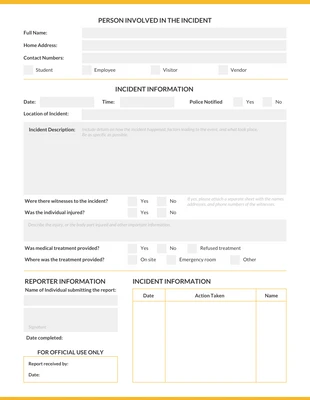 business  Template: Simple Incident Report