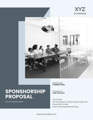 Free  Template: Gray Monochrome Sponsorship Proposal