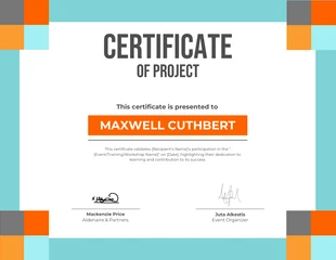 premium  Template: Zertifikat für das Teal Grid-Projekt