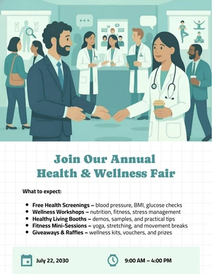 Free  Template: Modelo de folheto para feira de saúde e bem-estar