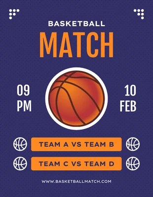 Free  Template: Blue Minimalist Basketball Match Schedule Template