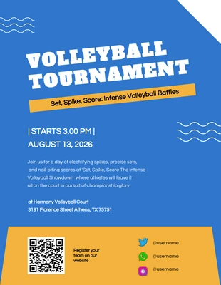 Free  Template: Blaues Volleyball-Poster