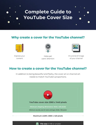 Free  Template: Infografía de la Guía de tamaños de portada de YouTube