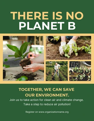 Free  Template: Dark Green Simple Environment Poster