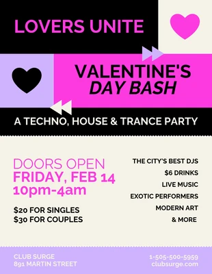 business  Template: Valentinstag Electro Party Flyer
