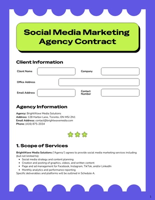 Free interactive Template: Modèle de contrat SMMA