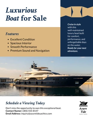 business  Template: Vorlage für einen Flyer zum Thema „Boot zu verkaufen“