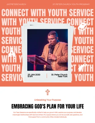 Free  Template: Invitación a la Iglesia de Servicio Juvenil