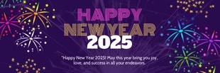 Free  Template: Banner de confete roxo de Feliz Ano Novo