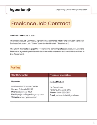 Free interactive Template: Modèle de contrat de travail indépendant