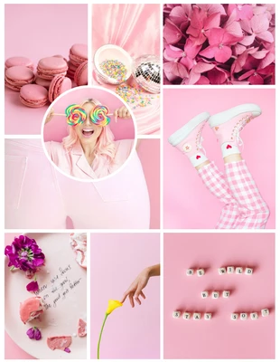 Free  Template: Collages de fotos estéticos lindos de color rosa