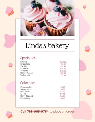 premium  Template: Menú de panadería beige y rosa