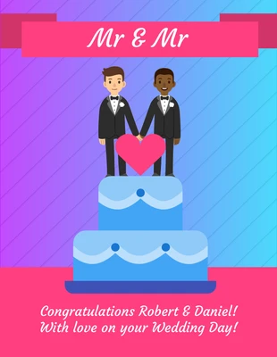 Free  Template: Mr and Mr Same Sex Wedding Card