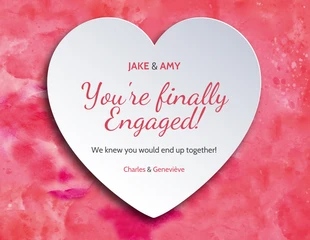 premium  Template: Heart Engagement Congratulations Card