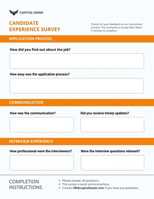 Free interactive Template: Candidate Experience Survey Template