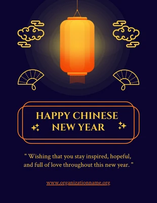 Free  Template: Cartel de saludo de feliz año nuevo chino, juguetón, moderno, azul marino
