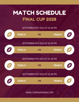 Free  Template: Red And Brown Modern Match Schedule Template