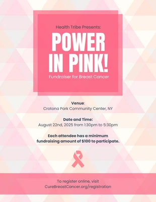 premium  Template: Cartel del evento de recaudación de fondos contra el cáncer de mama