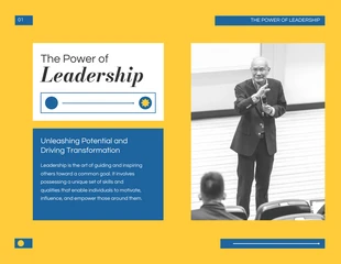 Free  Template: Simple Elegant Yellow and Blue Leadership Presentation