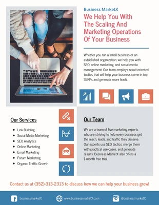 business  Template: Folheto comercial de operações de marketing B2B