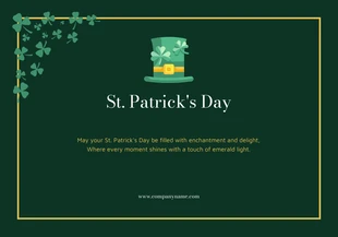 Carte élégante de la Saint-Patrick en or et vert