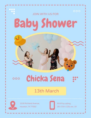 Free  Template: Flyer Baby Shower Bleu Fun Illustration