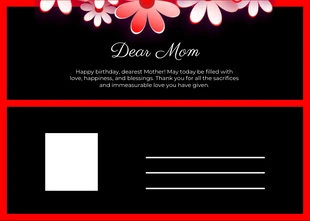 Black Minimalist Floral Happy Mother's Day Postcard - Página 2