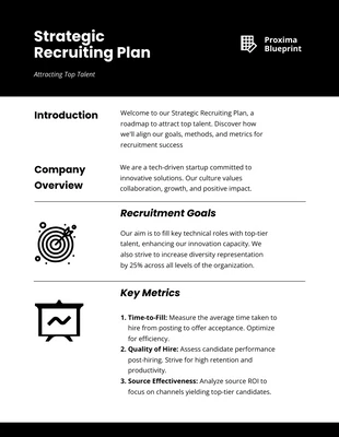 business  Template: Planos de recrutamento simples em preto e branco