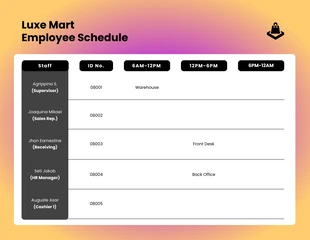 Free  Template: Gradient Combine Black And White Minimalist Employe Schedule