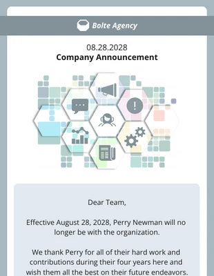 premium and accessible Template: E-mail móvel de atualização de demissão de funcionários