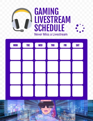 Free  Template: Bianco semplice texture Gaming Livestream Schedule Template