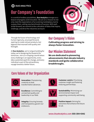 Free  Template: Infografik zum HR-Leitfaden zu den Grundwerten und der Mission des Unternehmens