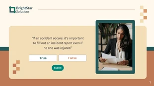 Free interactive Template: Apresentação do questionário sobre saúde e segurança no local de trabalho